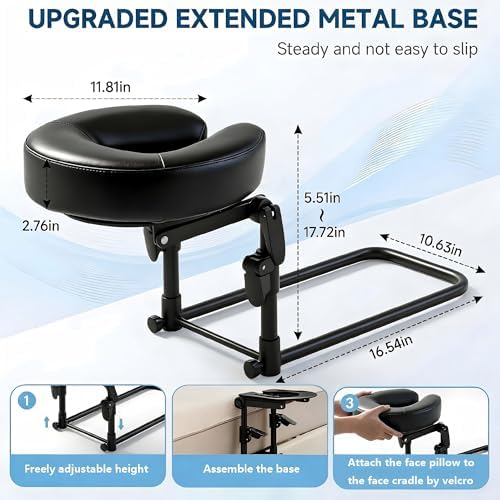 Massage Headrest for Bed Home Mattress Top Massage Kit Adjustable 18" Height SPA Head Holder Massage Face Cradle Home Salon Face Cushion Support Bracket (Black) - Image 5