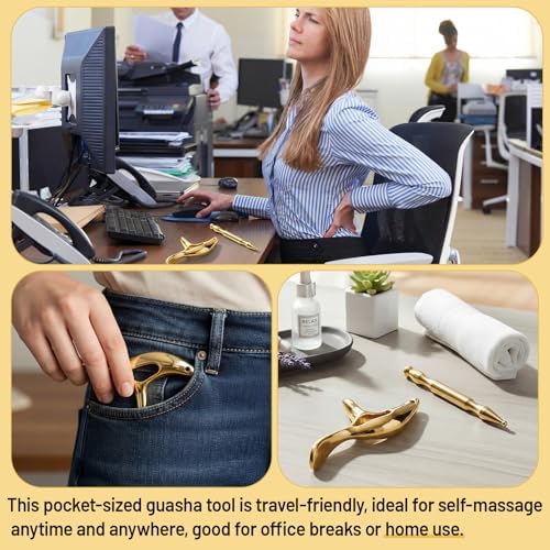 2 Pcs Trigger Massage Tool Acupuncture Pen Gua Sha Massage Scraping Tool Manual Reflexology Body Point Deep Tissue Muscle Scraper Massager for Head Neck Hand Waist Calf Foot (Gold,Medium) - Image 6