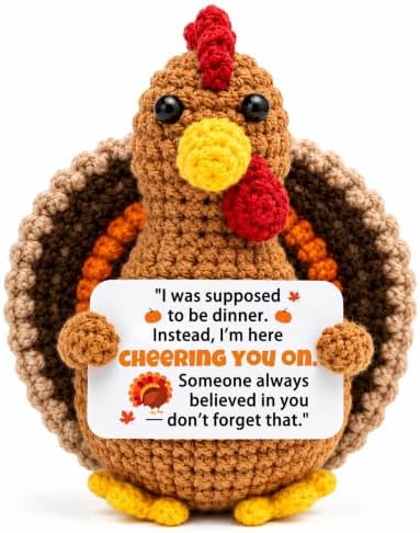 Thanksgiving Gifts for Women Men Positive Crochet Turkey Fall Table Decor by Unknown