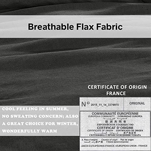 Simple&Opulence 100% French Linen Euro Shams with Embroidery (26'' x 26'') - Pack of 2 - Pre Washed Solid Color Natural Flax Soft Breathable - Dark Grey - Image 3