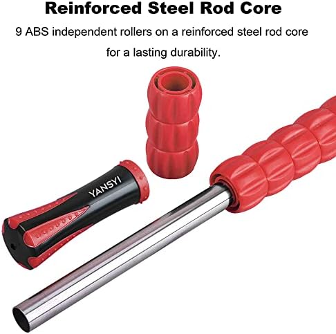 YANSYI Professional 9-Roller Deep Tissue Massage Stick - Portable Muscle Recovery Roller for Athletes, Relieves Post-Workout Soreness & Leg/Back Pain - Portable Physio Tool (Red) - Image 5