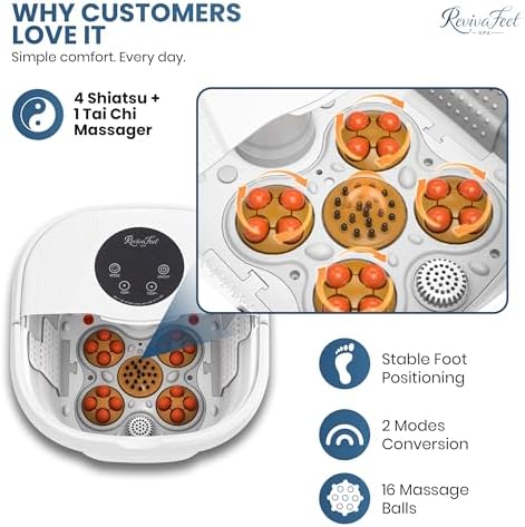Collapsible Foot Spa Electric Rotary Massage, Heated Foot Bath with Bubbles and Temperature Control. Foot Bath Soak Tub with Remote, 16 Motorized Shiatsu Massage Balls & 16 Salt Bombs - Image 7