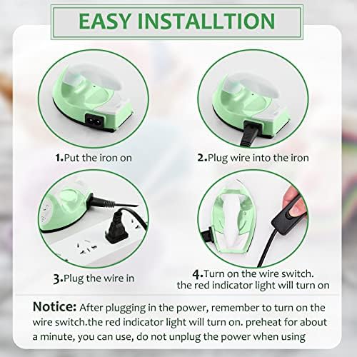 Honoson Mini Craft Iron with Charging Base Tiny,Light Green - Image 3