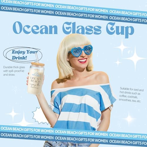 Gifts for Women, 8pcs Ocean Happy Birthday Gifts for Women, Christmas Ideas Inspirational Get Well Soon Gift Baskets Mothers Day Box w/Seashell Tote Bag for Her Mom Sister Friend Friendship - Image 5