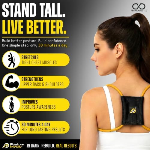 PostureMedic Original Strength Dynamic Posture Corrector for Men & Women – Active Resistance Training System for Back, Neck & Shoulder Pain Relief – Strengthen Muscles & Improve Alignment - Size L (Yellow) - Image 4