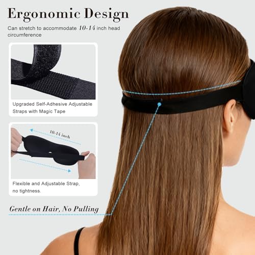 PrettyCare 3D Sleep Mask 2 Pack,Eye Mask for Side Sleeper 3D Contoured Sleeping Mask Blackout Out for Men- Blindfold Airplane with Ear Plugs, Night Masks with Travel Bag (Black&Blue) - Image 4