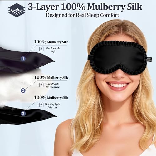 Silk Sleep Mask for Women, 100% Mulberry Silk Eye Mask for Sleeping - Image 2