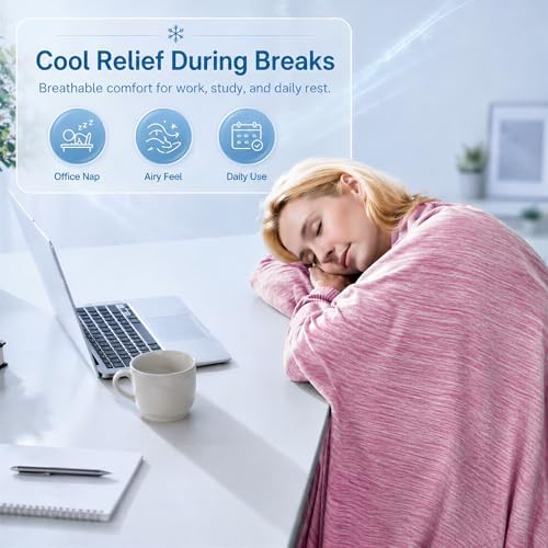 Cooling Blanket for Hot Sleepers - Lightweight Breathable Cool Cold Blanket - Keep Cool for Night Sweats, Soft Thin Ice Throw Blankets for Bed Couch Sofa, (Pink, 50"x70") - Image 6