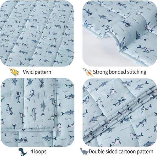 Weighted Blanket - 10 lbs Blue Shark Heavy Blanket - Small Size Breathable Lap Blanket(50"x60", 10 lbs) - Image 2