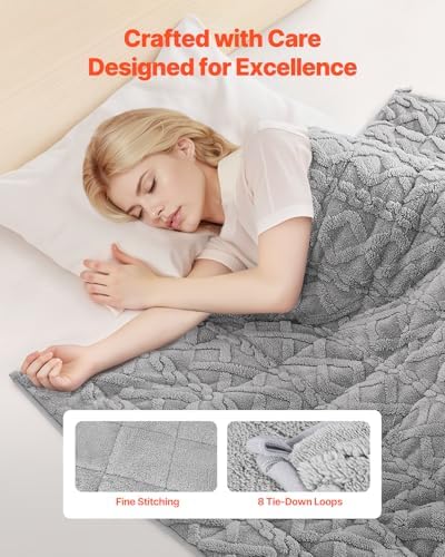 VEVOR Weighted Blanket, 20 lbs, 60 x 80 in Queen Size, Sherpa Fleece Heavy Blanket with Glass Beads, Soft Warm Cozy Fluffy Touch, for 200-250 lbs Adults, Improve Sleep Quality, Grey - Image 4
