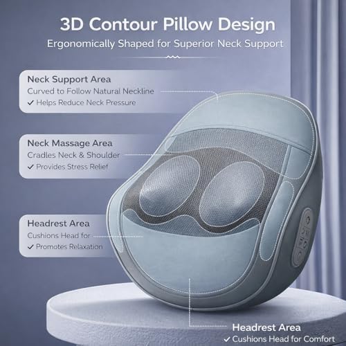 Back & Neck Massager with Heat for Pain Relief, 3D Deep Kneading Massage Cushion for Upper & Lower Back, 3 Intensity Levels, 3 Heat Settings, 15/20/30 Min Auto-Off, Ergonomic Lumbar Support - Image 3