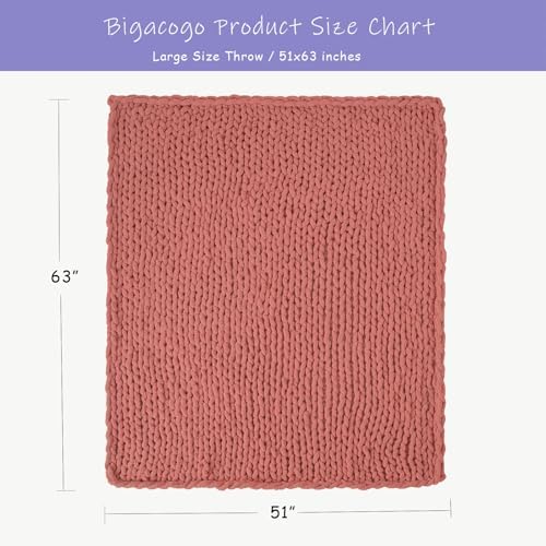 Bigacogo Chunky Knit Throw Blanket for Couch, 51x63 inches, Antique Red - Image 2