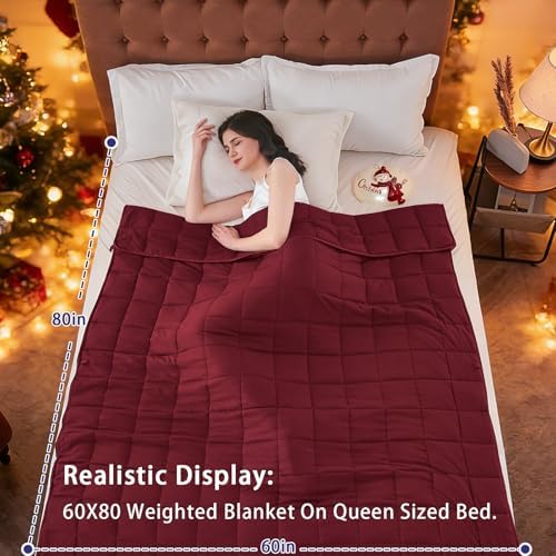 yescool Weighted Blanket for Adults 20lbs Queen Size, 60" x 80", Red - Image 2