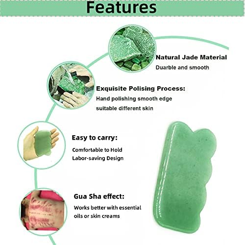 Gua Sha Facial Tool Natural Jade Stone Massage Board Tools for SPA Acupuncture Therapy Trigger Point Treatment, Gua Sha Scraping - Image 2