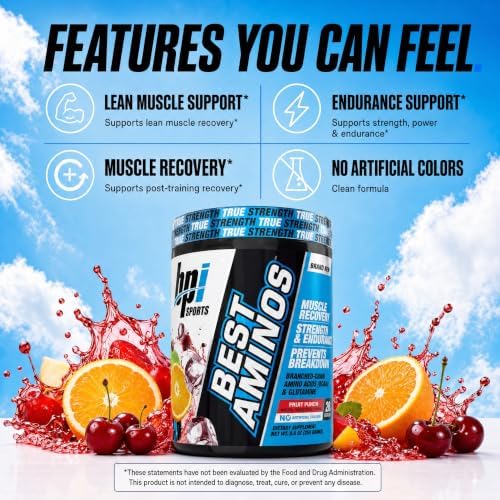 BPI Sports Best Aminos - BCAA Powder Post Workout & Glutamine Recovery Drink with Branched Chain Amino Acids for Hydration & Recovery, for Men & Women - Fruit Punch - 25 Servings - Image 4