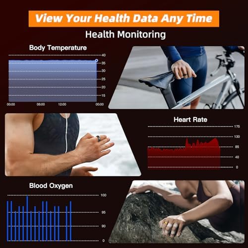 Smart Ring for Women Men, 24-Hour Body Temperature Track, Black,#12 - Image 2