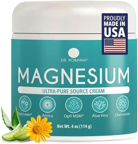 Dr. Robaina Magnesium Cream – Zechstein Magnesium Chloride with Arnica & OptiMSM for Post-Workout Muscle Comfort & Daily Wellness, 4 oz by DrRobaina