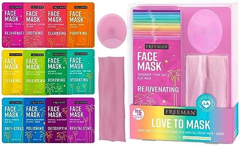 Freeman 14 Piece Love To Mask Variety Pack, Face Masks by Freeman