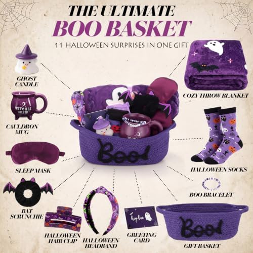 Willinglong 11 Piece Purple Halloween Boo Gift Basket, Ghost Set for Women - Image 2