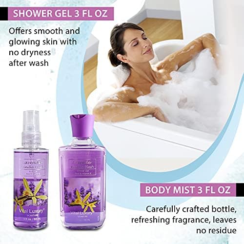 Lavender Vanilla Blush Bath & Body Kit, 3 Fl Oz, Ideal Skincare Gift Home Spa Set, Includes Body Lotion, Shower Gel, Body Cream, and Fragrance Mist,Birthday Mother's Day Gifts - Image 4