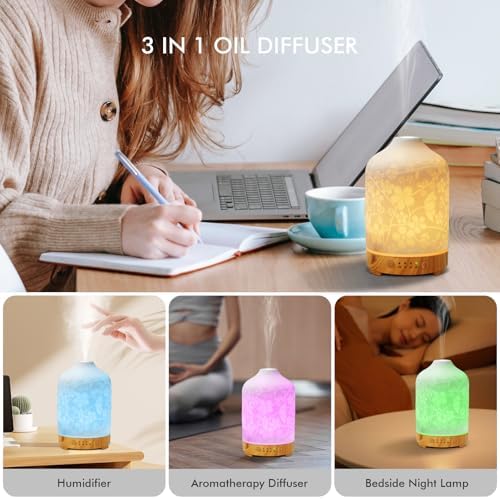 Essential Oil Diffuser Diffuser -Aromatherapy Diffuser for Essential Oils with Timer and 7 Colors LED Light Ultrasonic Diffuser with Auto Shut-Off, Home Office Decor&Gift (Blossom-150ml) - Image 6