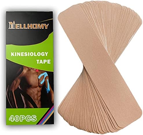 40CT Kinesiology Tape Precut Strips, Cotton Elastic Athletic Muscle Tape by NELLHOMY