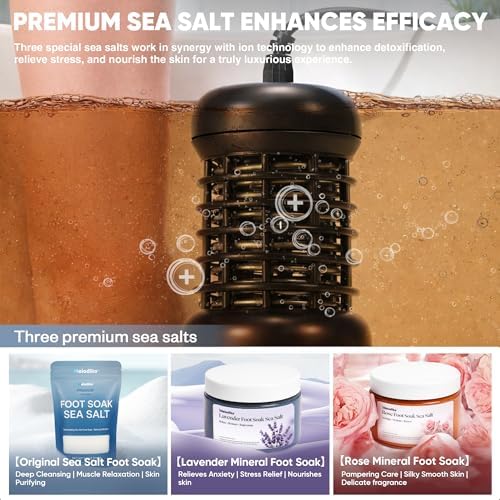 Ionic Foot Bath Detox Machine, Premium Ion Foot Spa for Home Use, Includes 3 Sea Salts (Original/Rose/Lavender), 2 Ion Arrays & Accessories, Perfect for Parents/Seniors/Partner/Self (Foldable Basin) - Image 5
