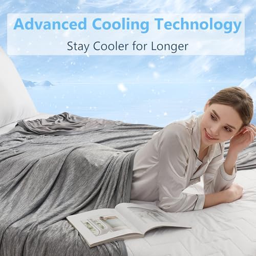 CHOSHOME Cooling Blanket for Hot Sleepers - Summer Blanket Thin Soft Lightweight Breathable Double Side Enhanced Cooling for Hot Flashes, Night Sweats, Bed, Couch (Grey, 50 x 70 inches) - Image 4