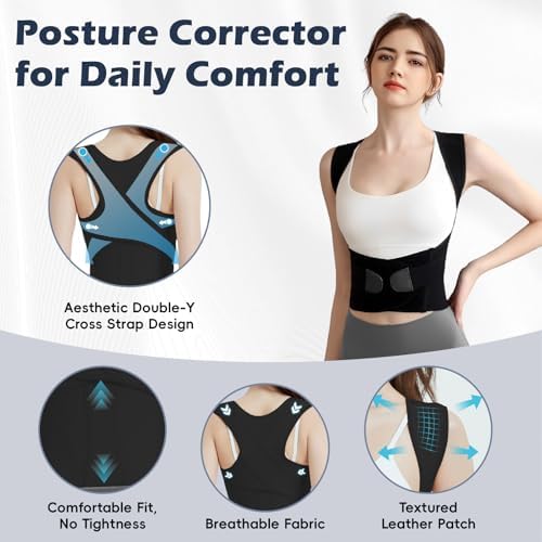 Posture Corrector for Women & Men, Full Back Brace Support with Adjustable Shoulder Straightener, Lower & Upper Back Pain Relief - Scoliosis, Hunchback, Spine Corrector (Black, Small) - Image 6