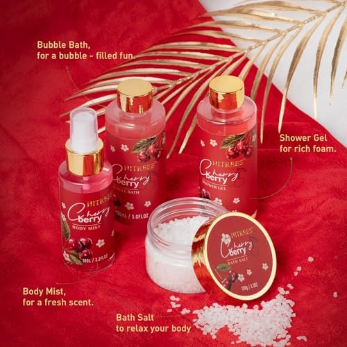 Spa Gifts for Women, Cherry & Berry Spa Gift Set for Teenage Tote Bag, Shower Gel, Hand & Body Lotion, Hitrees Birthday for Best Friend Woman, Mom, Mothers Day,Christmas Gift for Women - Image 6