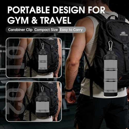 BYLWORKOUT 3-Layer Protein Powder Container with Funnel and Keychain - Image 4