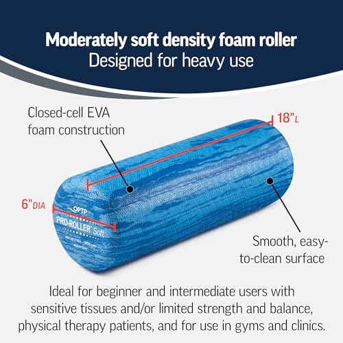 OPTP PRO-Roller Soft Density Foam Roller – Round, Short Blue, 18" x 6" - Image 3