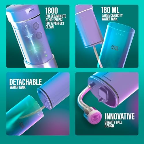 GuruNanda Portable Water Flosser Cordless, Sensitive Gums Friendly, 1ct - Image 3