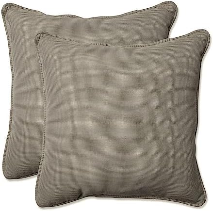 Pillow Perfect Monti Chino Solid Indoor/Outdoor Throw Pillow Plush Fill, Weather and Fade Resistant, Throw - 18.5" x 18.5", Grey, 2 Count by PillowPerfect