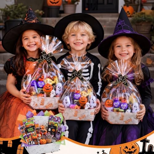 Maitys 12 Sets Halloween Empty Gift Baskets Bulk with Boo Cellophane Bags - Image 5