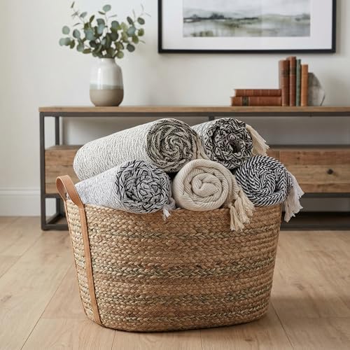 Americanflat 50x60 Throw Blanket - Soft and Breathable Cotton Throw Blanket for Couch, Bed, Chair - Decorative Blankets Perfect for Home or Outdoor Use - Navy Blue and White Double Diamond Design - Image 5