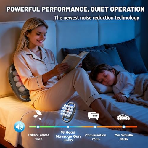 16 Head Massage Gun Deep Tissue, Back Massager for Pain Relief, 9 Modes & 9 Levels, Portable Percussion Handheld Muscle Massager Gun For Back, Foot, Neck,Shoulder,Leg, Ideal Gift for Men Women - Image 6
