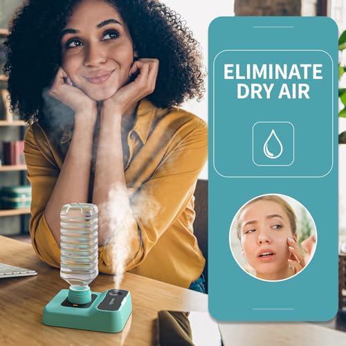 Travel Humidifier, Portable Small Humidifier for Plants, Bedroom, Office, Hotel or Car, Battery Operated Mini Cool Mist Humidifiers, Quiet 23dB, Auto-off, Night Light & BPA-Free, Green - Image 2