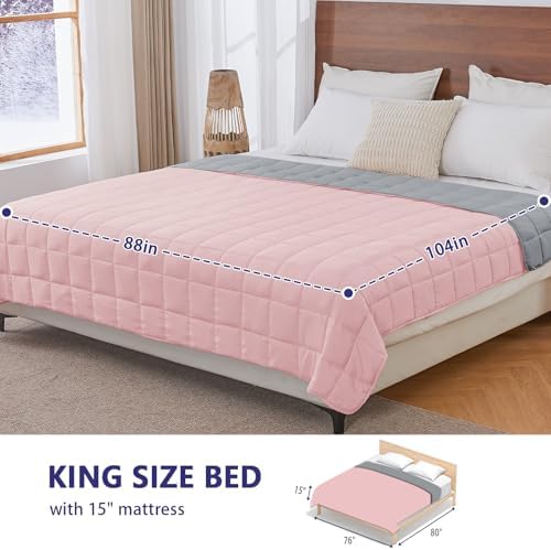 yescool Weighted Blanket for Adults (20 lbs, 88” x 104”, Pink Grey) Cooling Heavy Blanket for Sleeping Perfect for 190-210 lbs, Queen Size Breathable Blanket with Premium Glass Bead, Machine Washable - Image 2