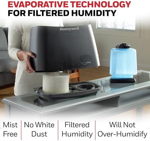 Honeywell Cool Moisture Humidifiers for Bedroom, Medium Rooms, 1.1 Gallon, Invisible Moisture Humidifier for Baby, Kids, Quiet, Easy to Clean, UV Technology, Black, HCM350B - Image 5