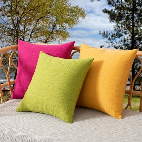 Kevin Textile Outdoor Waterproof 18”x18” Pillow Covers 2 Pack, Hot Pink - Image 5