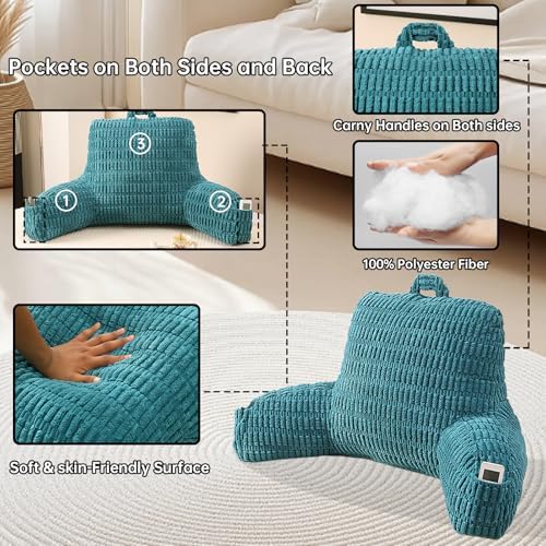 Large Reading Pillow for Sitting Up with Arms,Olive Corduroy - Image 5