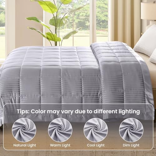 downluxe King Size Blanket with Satin Trim, Lightweight Down Alternative King Blanket for All Season, Machine Washable (Silver, 108 x 90 Inch) - Image 6