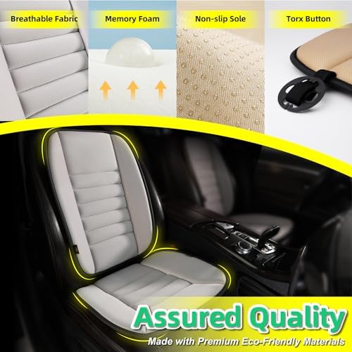 kingphenix Car Seat Cushion with Back Support Pillow, Memory Foam, Gray - Image 3
