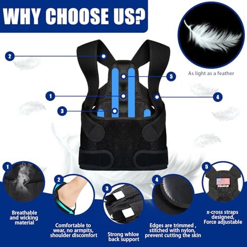Posture Corrector for Women and Men - Adjustable Back Brace for Pain Relief - Enhances Posture and Provides Lumbar Support - Upper and Lower Back Straightener - Breathable Back Support (Small, Black) - Image 4