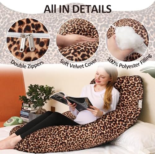 Chilling Home Pregnancy Pillows, U Shaped Maternity Pillow for Pregnant Women with Velvet Removable Cover, 55 inch Pregnancy Pillows for Sleeping, Body Pillows for Adults Full Support, Leopard Print - Image 2
