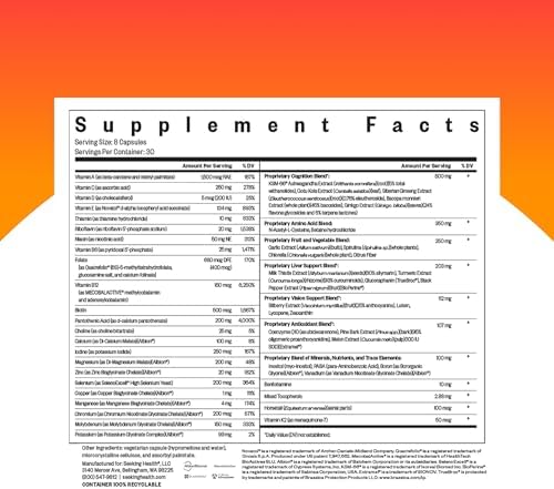 Seeking Health Optimal Multivitamin, Active B Vitamins and L-5-MTHF, Riboflavin, B6, Bioavailable Folate and B12, CoQ10, Methylation Support, Vegetarian (240 Capsules) - Image 2
