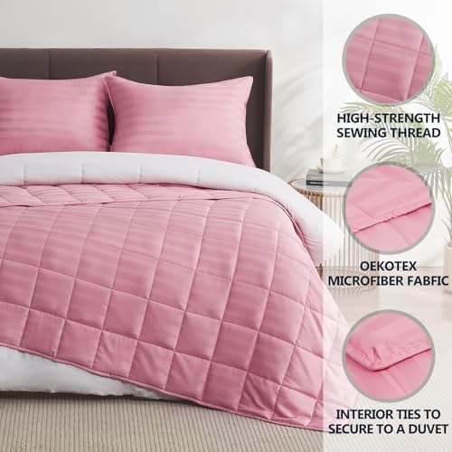 Weighted Blanket Queen/King Size (80"x87" 25lbs),Ultra Soft and Cozy Cooling Weighted Blanket for Adult,Heavy Blanket with Machine Washable Soft Blanket, Pink - Image 4