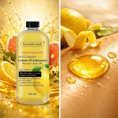 Essentially KateS Lemon (D-Limonene) Massage Lotion Body Oil Multi-Purpose Oil 8 Fl Oz - Cellulite Massage, After-Shower Moisturizer, Hair Scalp Conditioning, and Nail & Cuticles Nourishing - Image 3