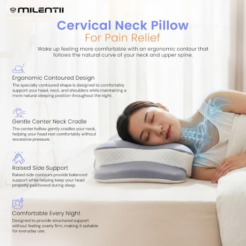 Cervical Neck Pillow, Ergonomic Neck Pain Relief Memory Foam Support Pillow - Image 2